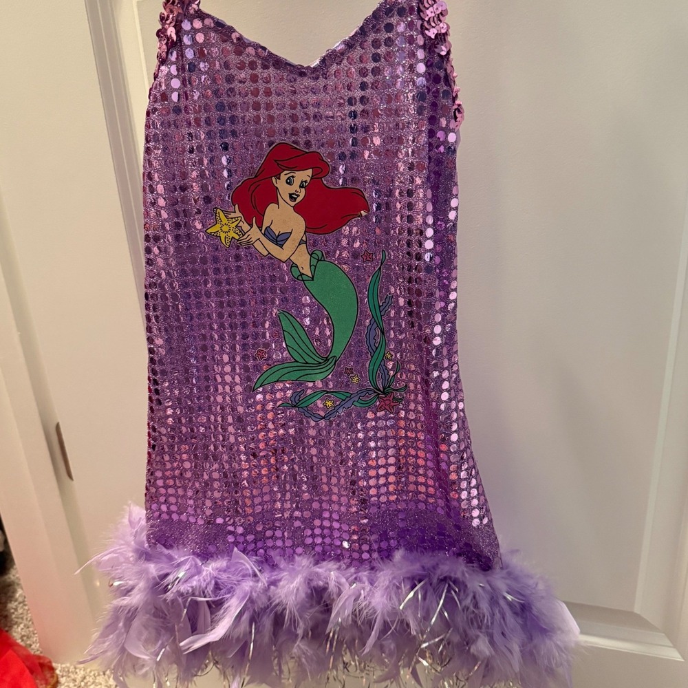 Vintage 90s Disney Store Ariel Costume Set Dress Wand Headband PRISTINE